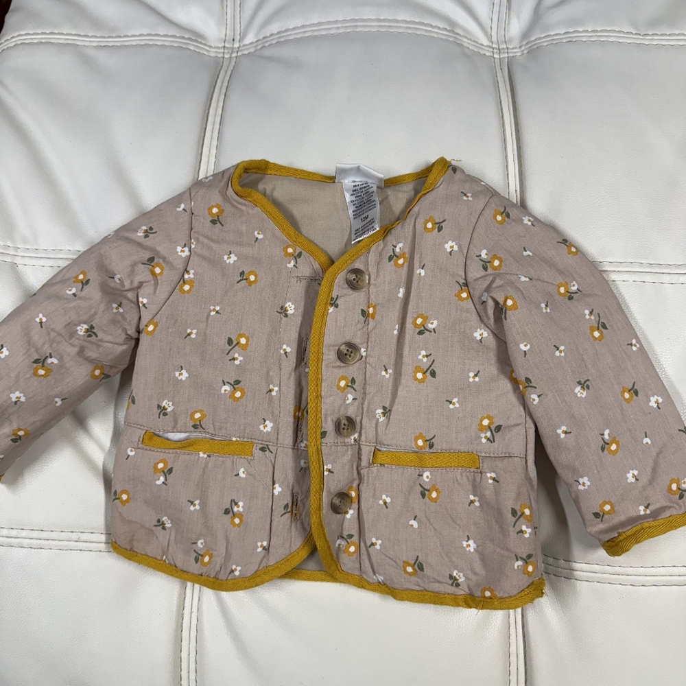 Floral Kids Jacket with Yellow Accents